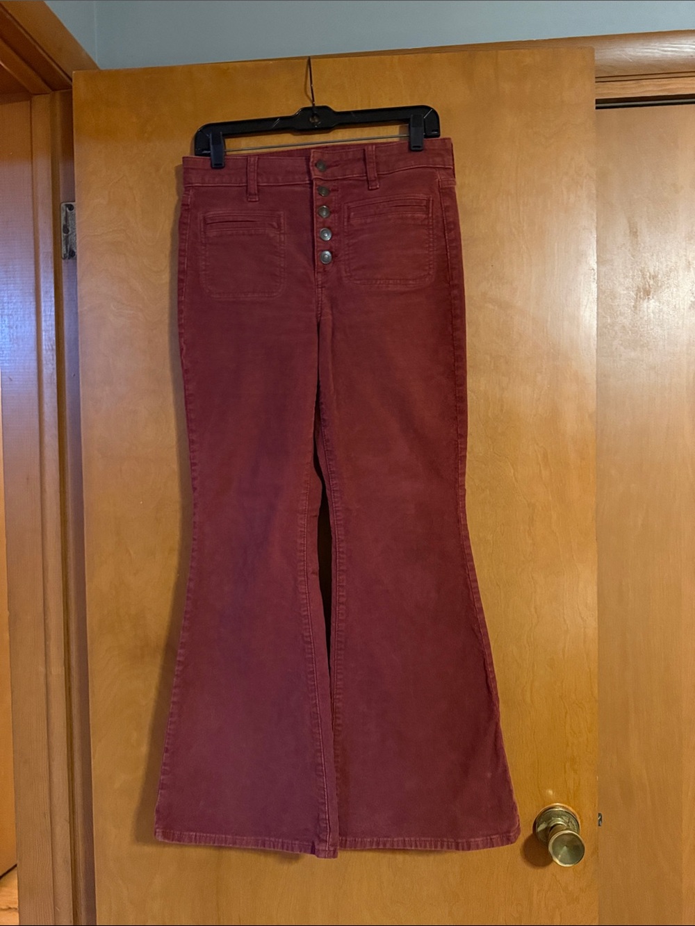 American Eagle Outfitters Wine Red Corduroy Flared Pants